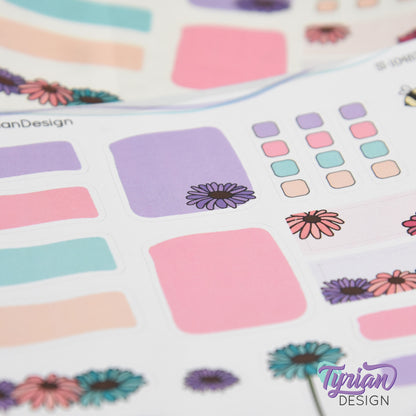 Gerber Daisy House Journal Stickers  | Memory keeping stickers  Flower Planner Stickers | 30 Stickers | White or Clear Matte | 5x7" Sheet