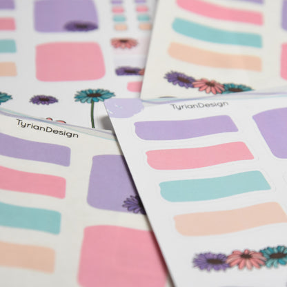 Gerber Daisy House Journal Stickers  | Memory keeping stickers  Flower Planner Stickers | 30 Stickers | White or Clear Matte | 5x7" Sheet