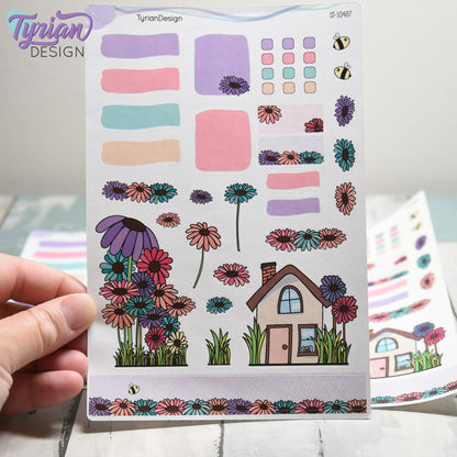 Gerber Daisy House Journal Stickers  | Memory keeping stickers  Flower Planner Stickers | 30 Stickers | White or Clear Matte | 5x7" Sheet