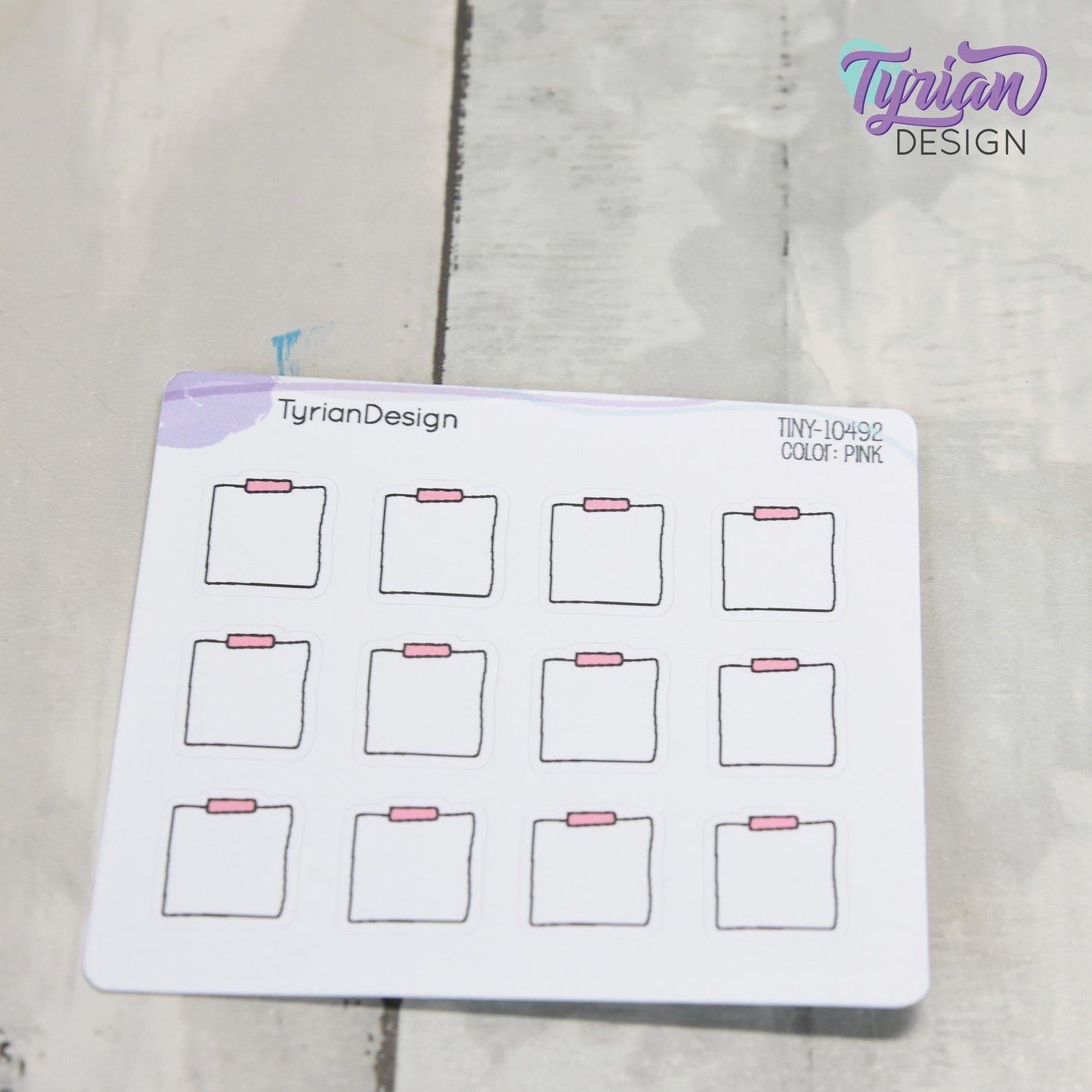 Tiny Sticky Note Stickers | 12 Stickers | .6 x .65" each | Colors: Gray, Pink, Purple