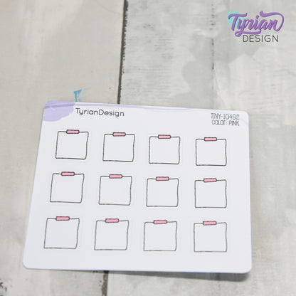 Tiny Sticky Note Stickers | 12 Stickers | .6 x .65" each | Colors: Gray, Pink, Purple