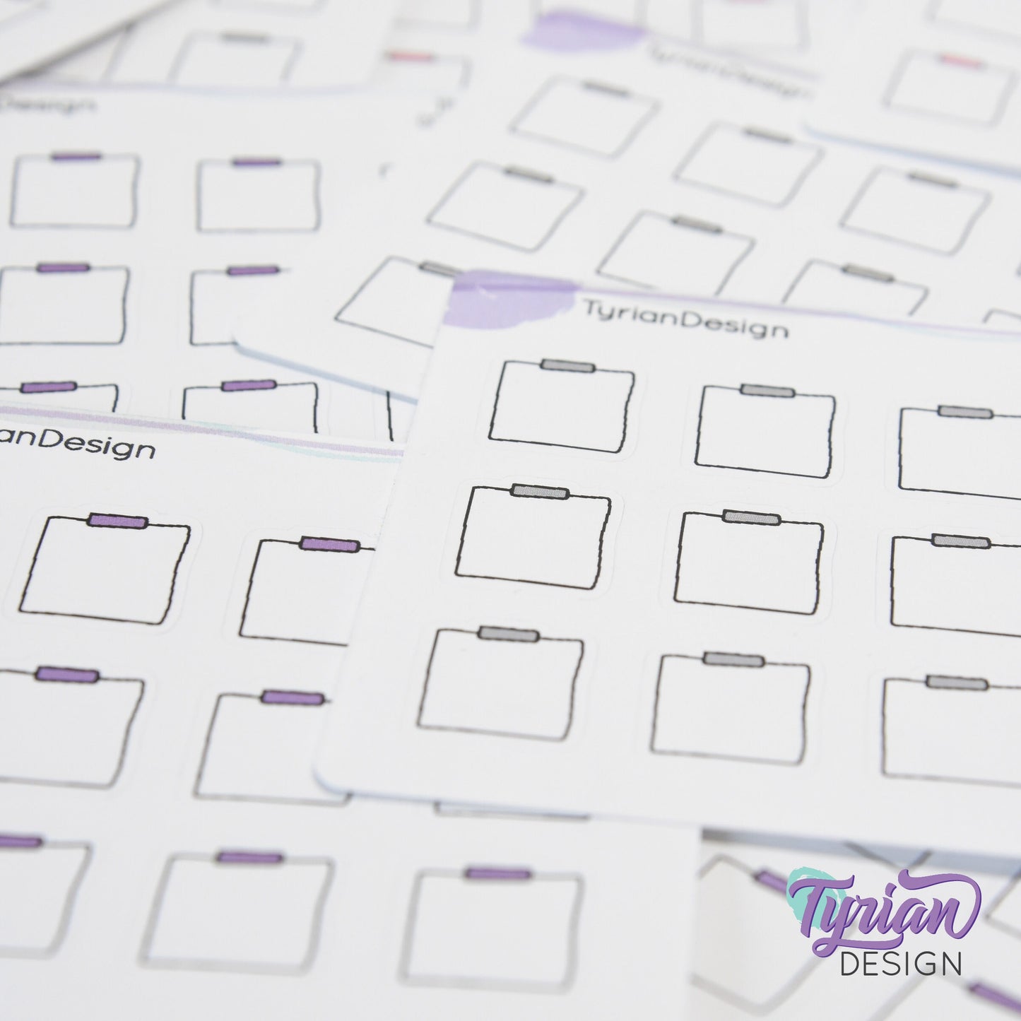 Tiny Sticky Note Stickers | 12 Stickers | .6 x .65" each | Colors: Gray, Pink, Purple