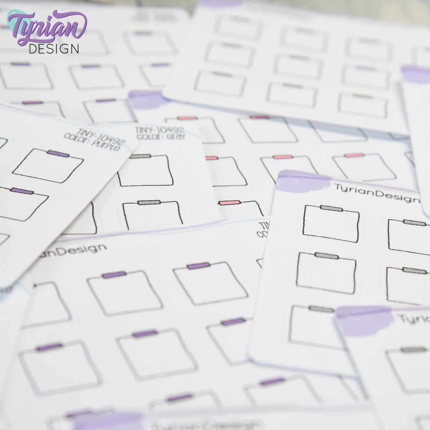 Tiny Sticky Note Stickers | 12 Stickers | .6 x .65" each | Colors: Gray, Pink, Purple