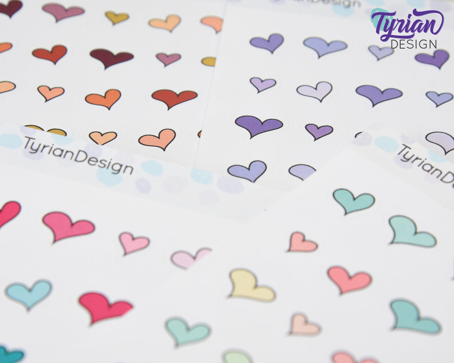 Hand Drawn Heart Stickers | 30 Stickers per sheet | 1/2" max sticker size