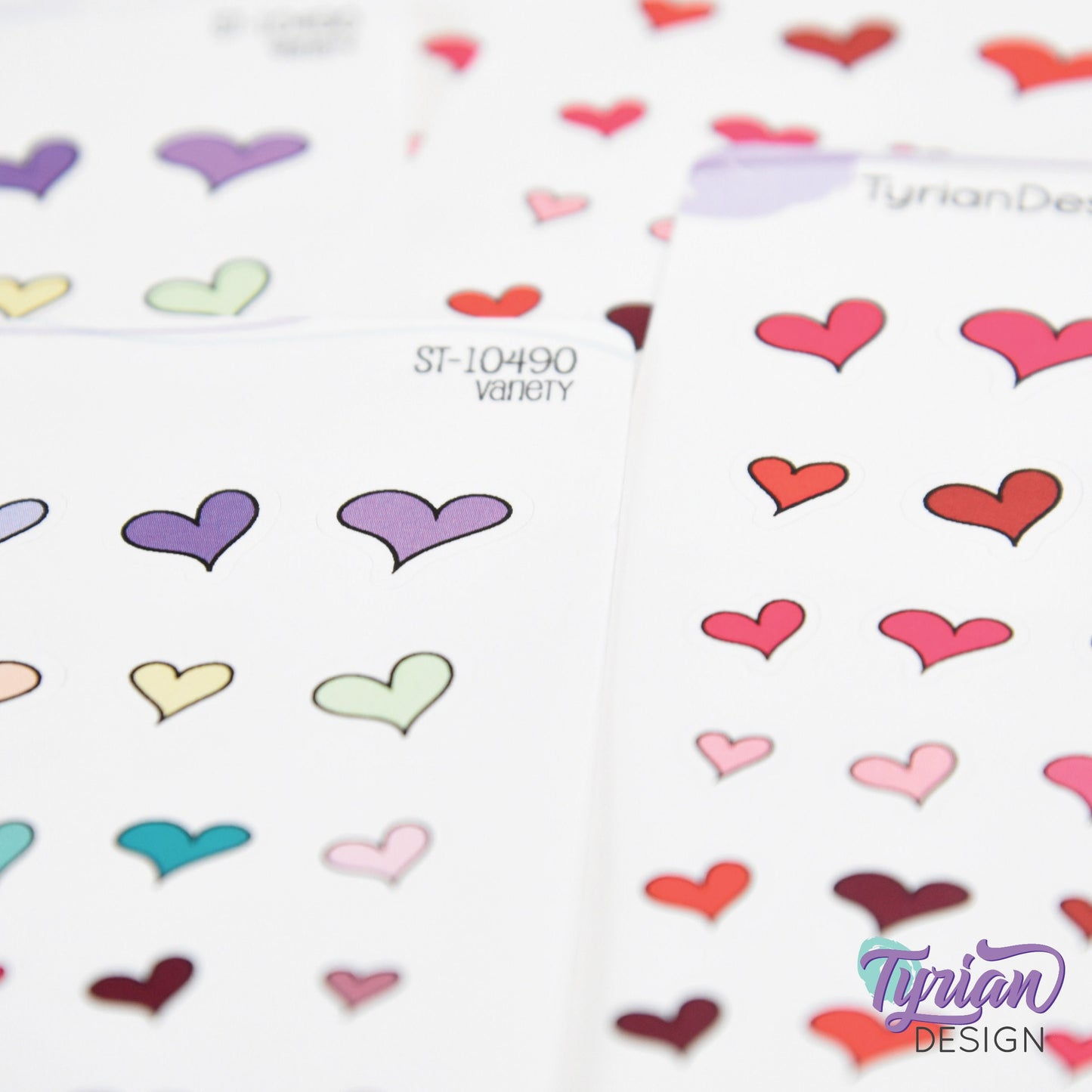 Hand Drawn Heart Stickers | Variety of Sizes | 30 Stickers per sheet | 1/2" max sticker size.