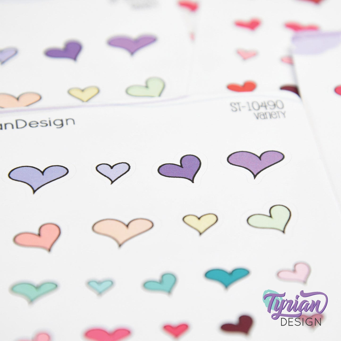 Hand Drawn Heart Stickers | Variety of Sizes | 30 Stickers per sheet | 1/2" max sticker size.