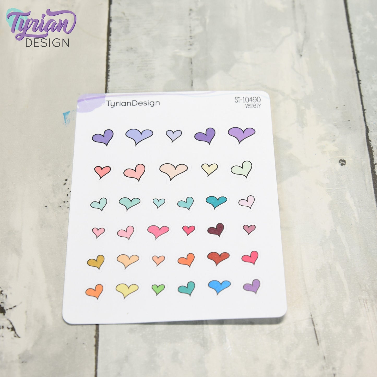 Hand Drawn Heart Stickers | Variety of Sizes | 30 Stickers per sheet | 1/2" max sticker size.