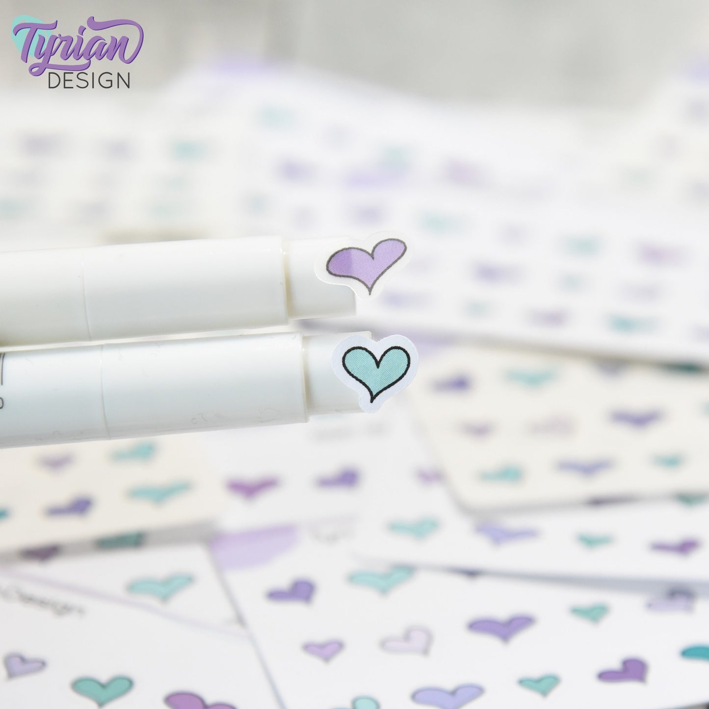 Heart Stickers | Tiny Heart stickers on a mini sheet | 21 stickers | .45 x .38" Max | Heart icon sticker | White or Clear Matte