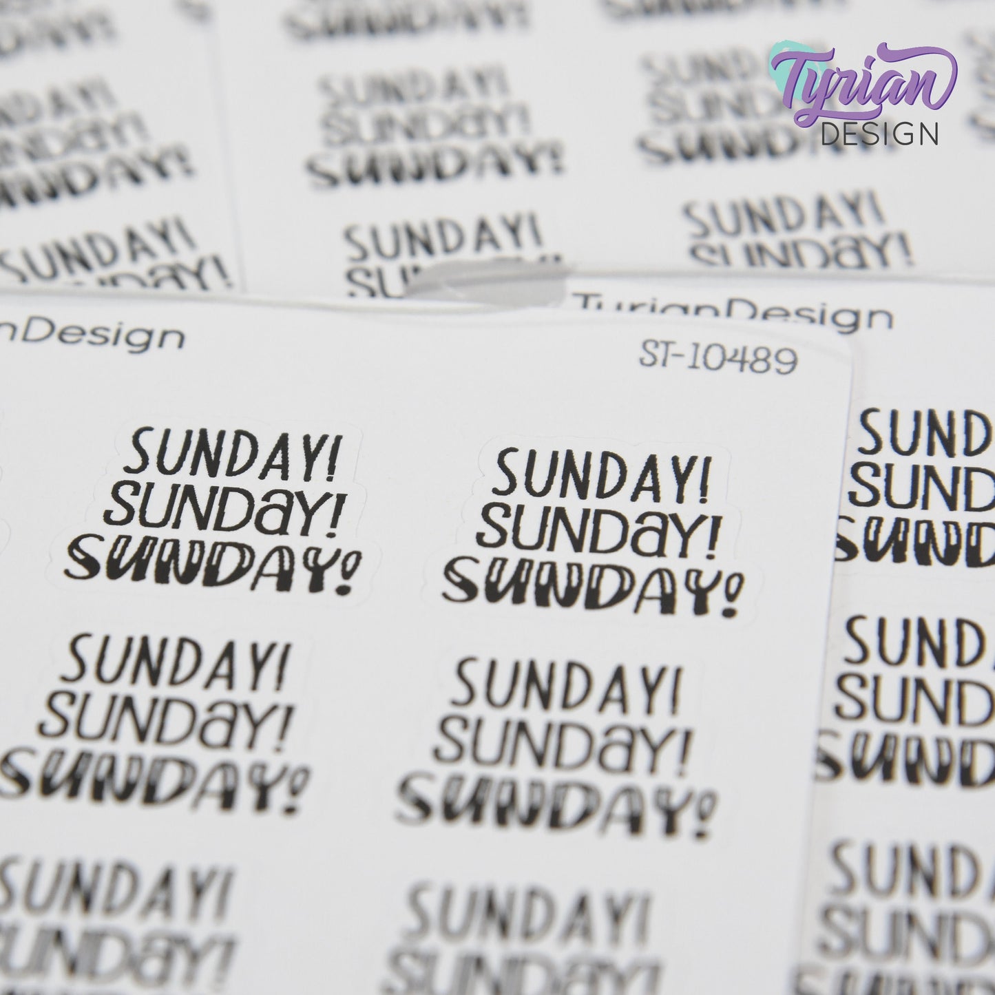 Sunday! Sunday! Sunday! Stickers | Journal Sticker | Life Sticker | 12 Stickers | .96" x .8" Each | 3.5 x 4.5" Sheet | Charley, Emm& HB Font