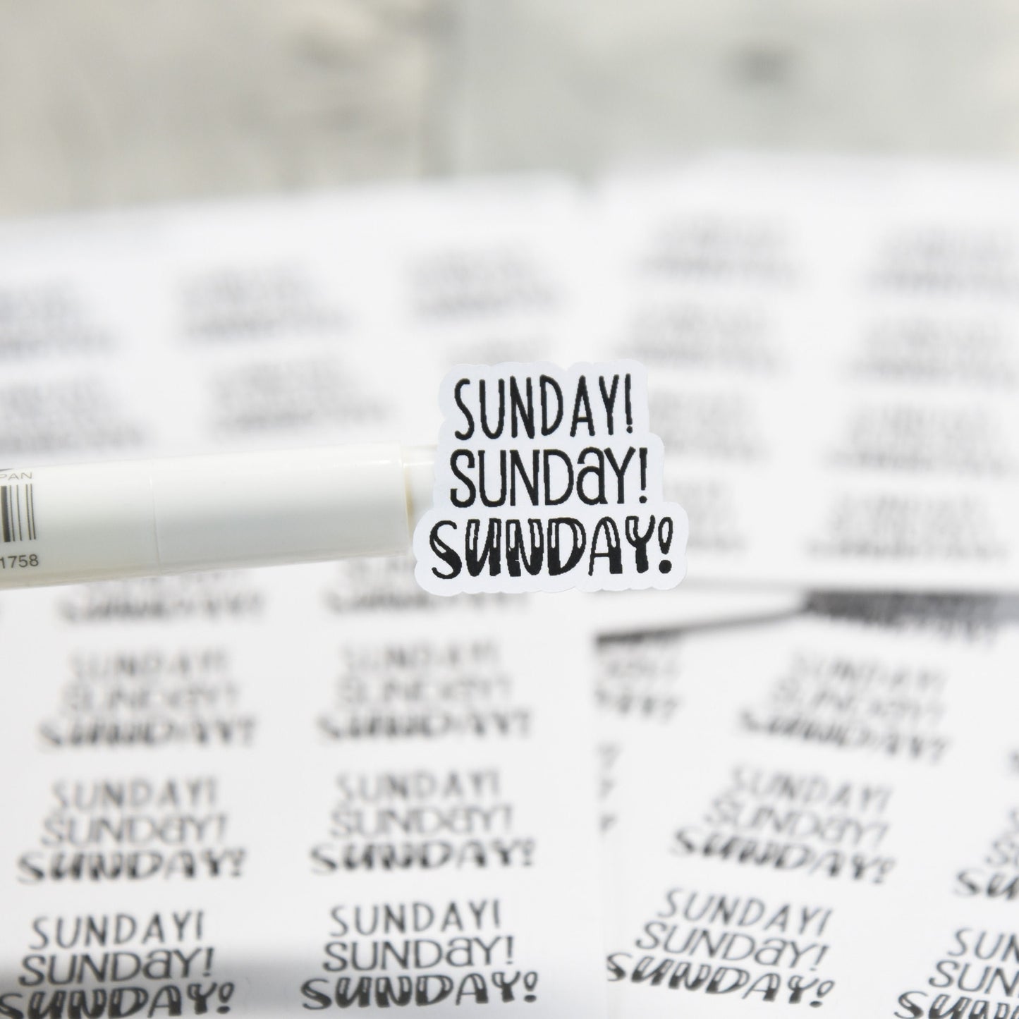 Sunday! Sunday! Sunday! Stickers | Journal Sticker | Life Sticker | 12 Stickers | .96" x .8" Each | 3.5 x 4.5" Sheet | Charley, Emm& HB Font