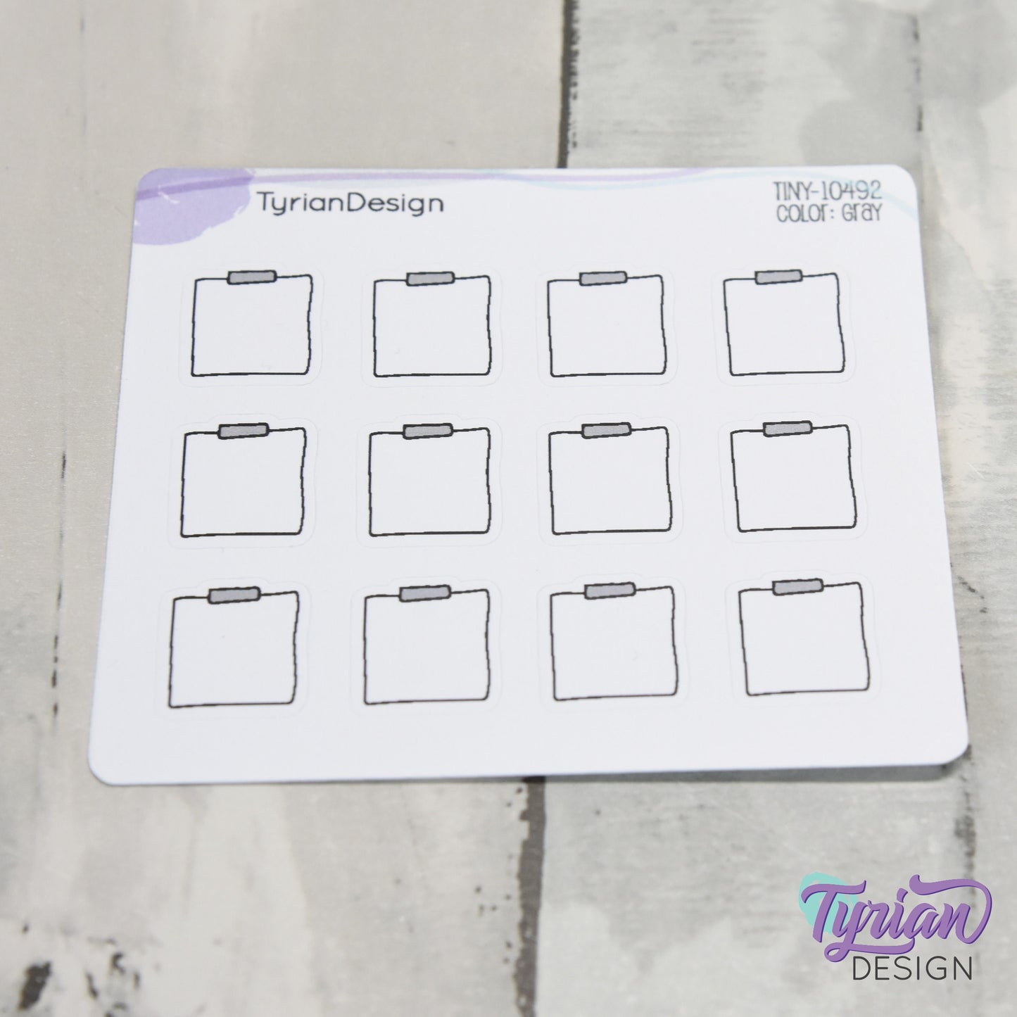 Tiny Sticky Note Stickers | 12 Stickers | .6 x .65" each | Colors: Gray, Pink, Purple