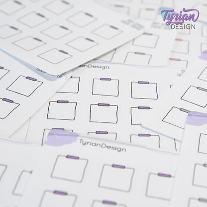Tiny Sticky Note Stickers | 12 Stickers | .6 x .65" each | Colors: Gray, Pink, Purple