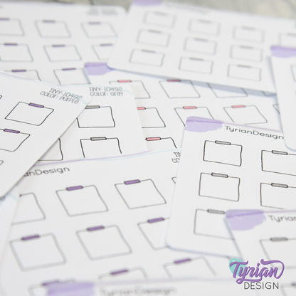 Tiny Sticky Note Stickers | 12 Stickers | .6 x .65" each | Colors: Gray, Pink, Purple