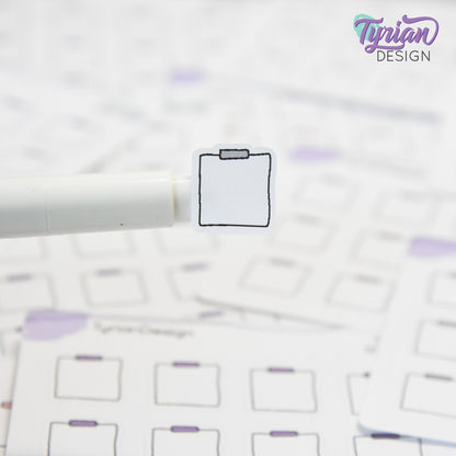 Tiny Sticky Note Stickers | 12 Stickers | .6 x .65" each | Colors: Gray, Pink, Purple