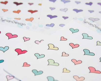 Hand Drawn Heart Stickers | 30 Stickers per sheet | 1/2" max sticker size
