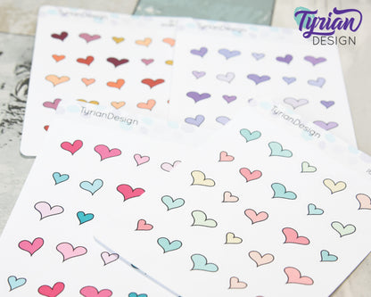 Hand Drawn Heart Stickers | 30 Stickers per sheet | 1/2" max sticker size