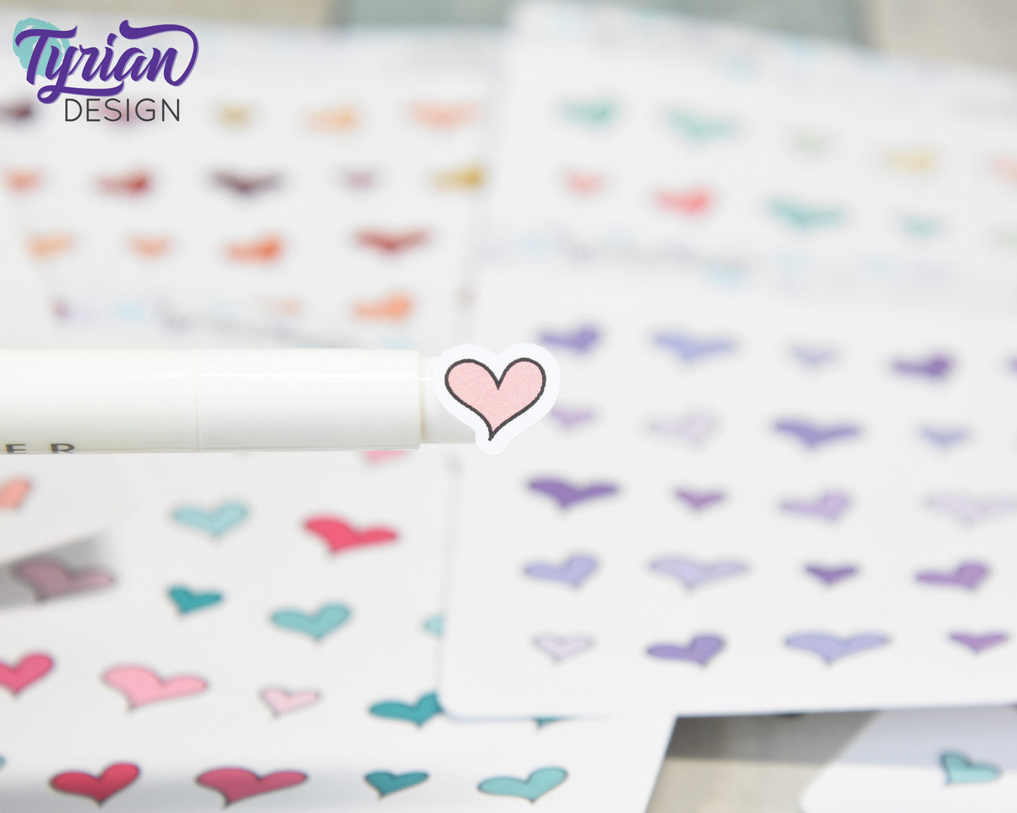 Hand Drawn Heart Stickers | 30 Stickers per sheet | 1/2" max sticker size