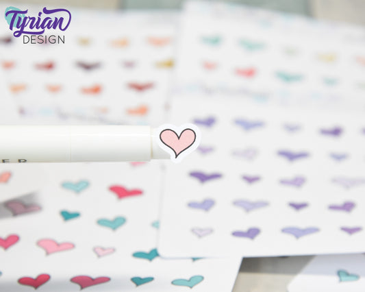 Hand Drawn Heart Stickers | 30 Stickers per sheet | 1/2" max sticker size