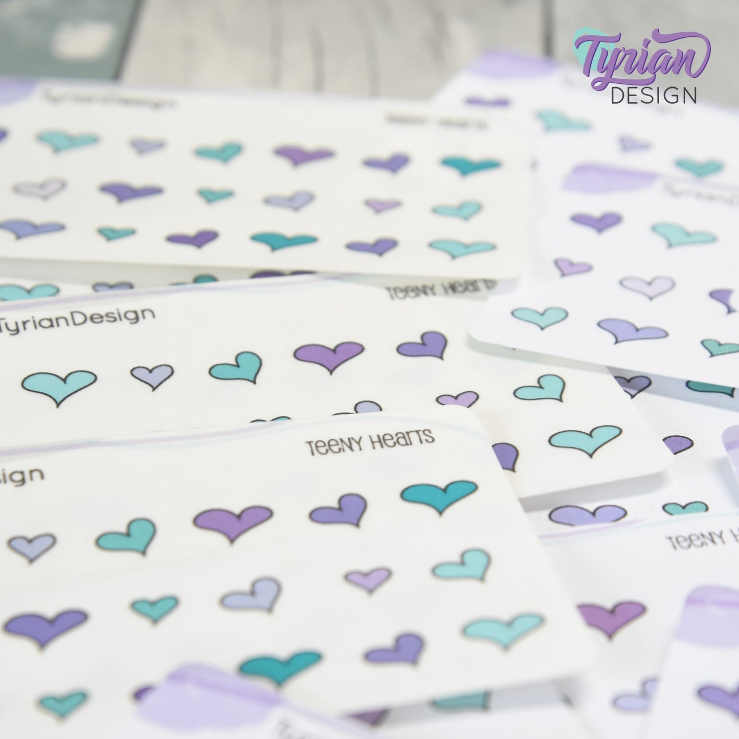 Heart Stickers | Tiny Heart stickers on a mini sheet | 21 stickers | .45 x .38" Max | Heart icon sticker | White or Clear Matte