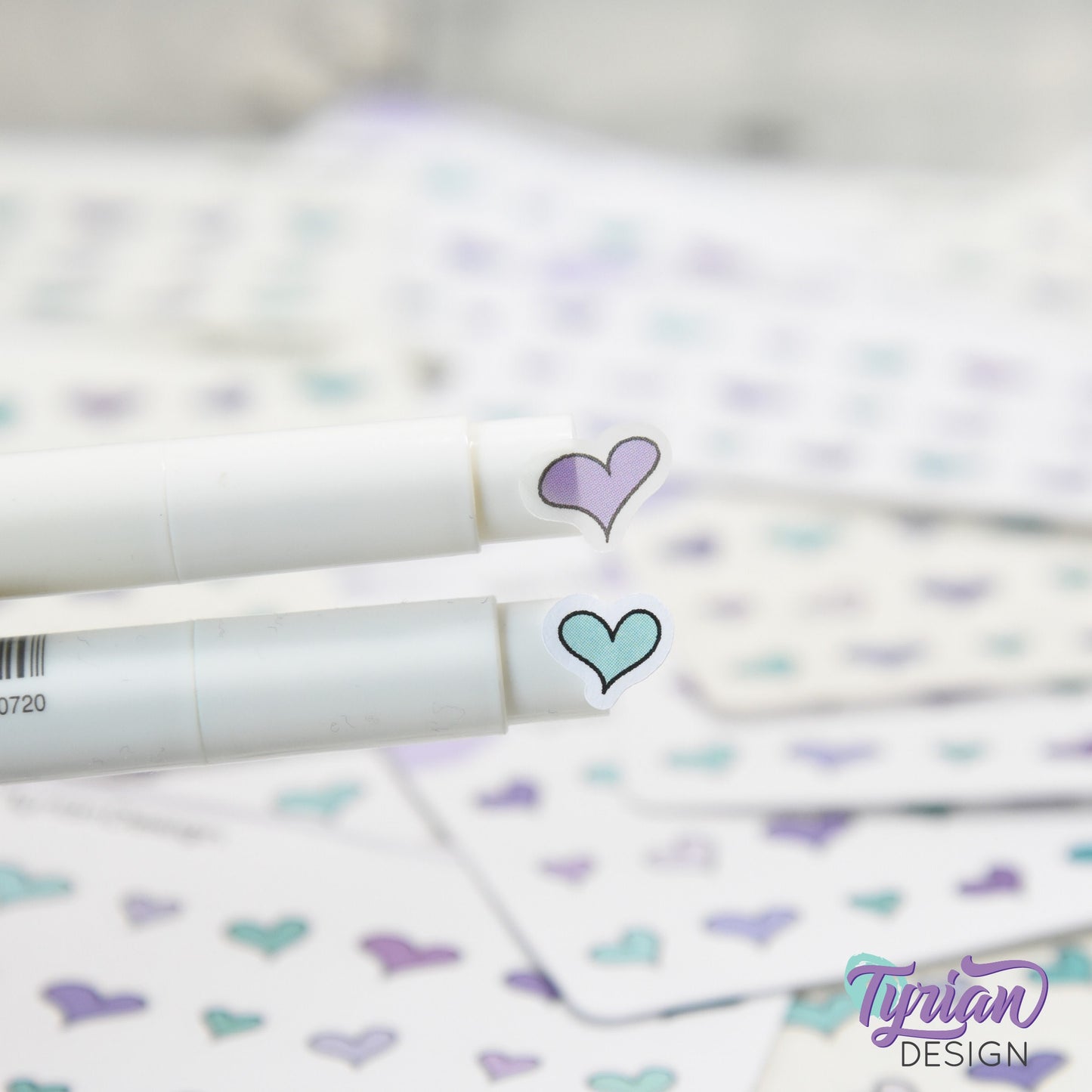 Heart Stickers | Tiny Heart stickers on a mini sheet | 21 stickers | .45 x .38" Max | Heart icon sticker | White or Clear Matte