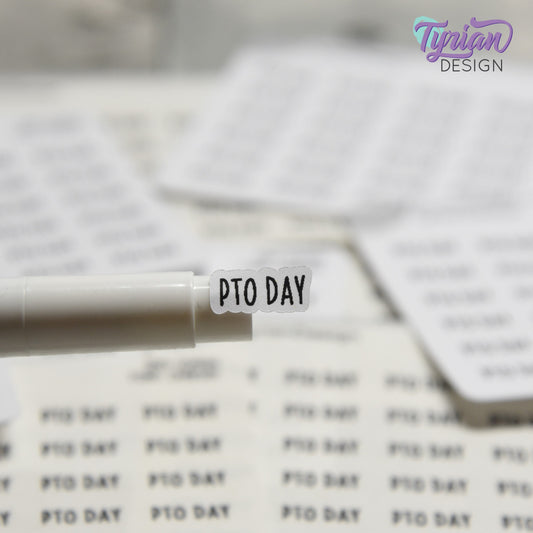 Tiny PTO Day Stickers | 30 Stickers | .54 x .26" each | Font: Charley