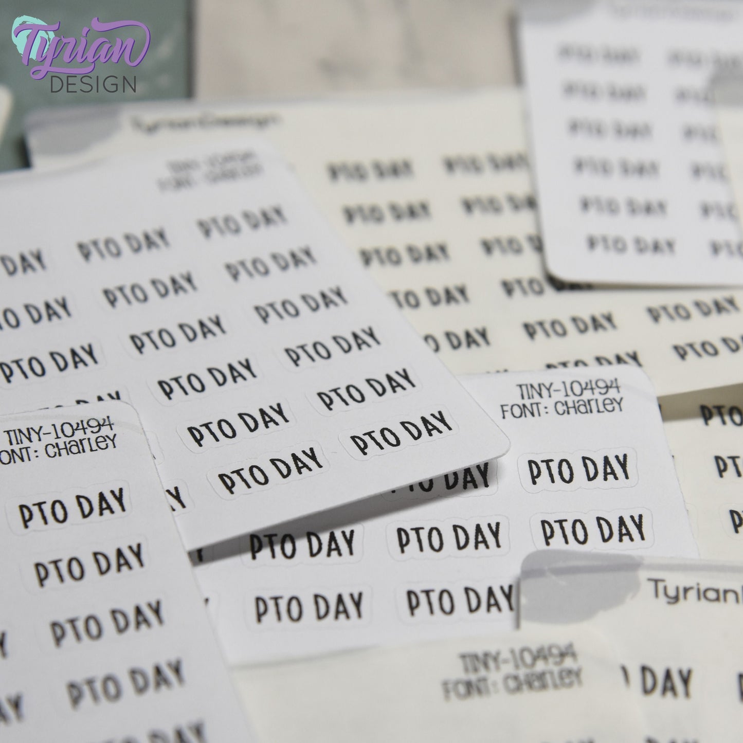 Tiny PTO Day Stickers | 30 Stickers | .54 x .26" each | Font: Charley