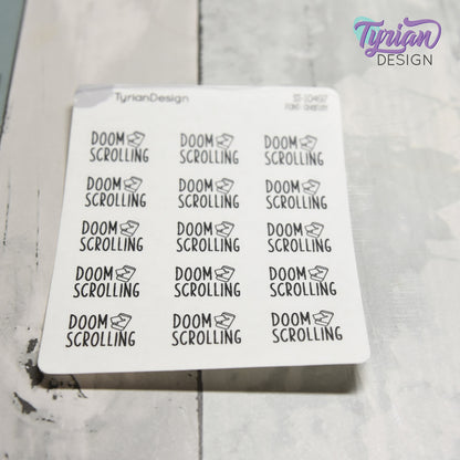 Doom Scrolling Sticker | 15 Stickers | .85" x .61" Each | Charley Font.