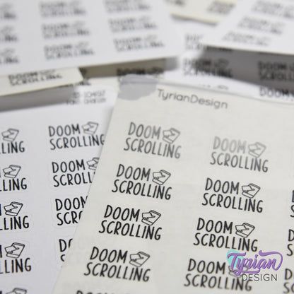 Doom Scrolling Sticker | 15 Stickers | .85" x .61" Each | Charley Font.