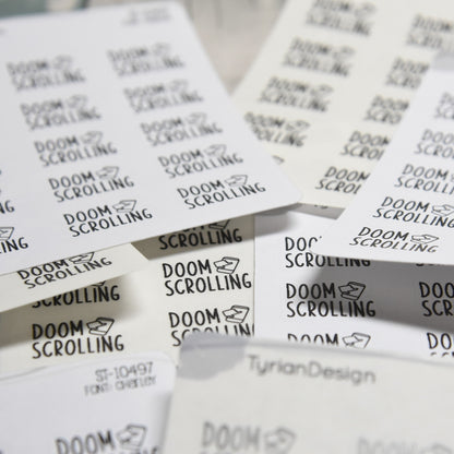 Doom Scrolling Sticker | 15 Stickers | .85" x .61" Each | Charley Font.