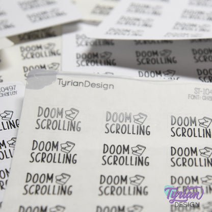 Doom Scrolling Sticker | 15 Stickers | .85" x .61" Each | Charley Font.