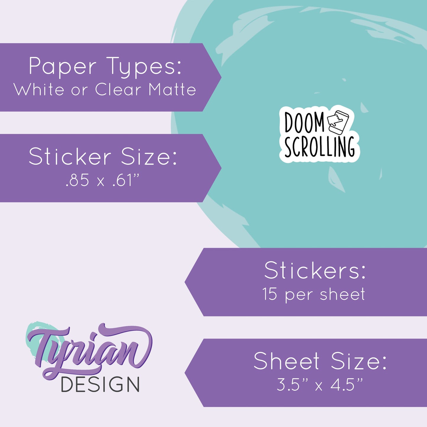 Doom Scrolling Sticker | 15 Stickers | .85" x .61" Each | Charley Font.