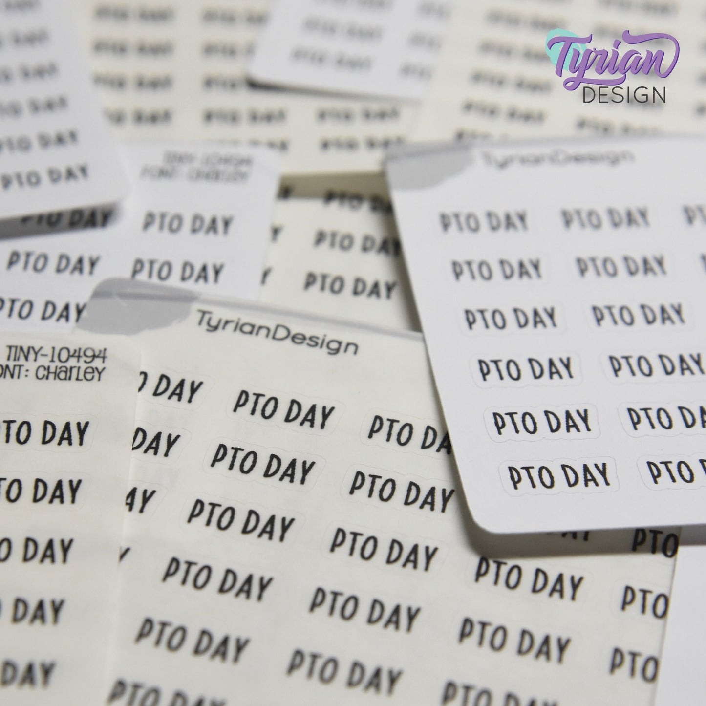Tiny PTO Day Stickers | 30 Stickers | .54 x .26" each | Font: Charley