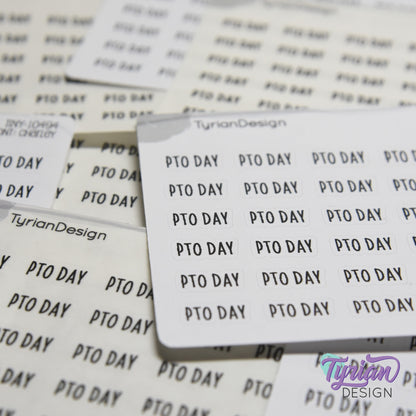 Tiny PTO Day Stickers | 30 Stickers | .54 x .26" each | Font: Charley
