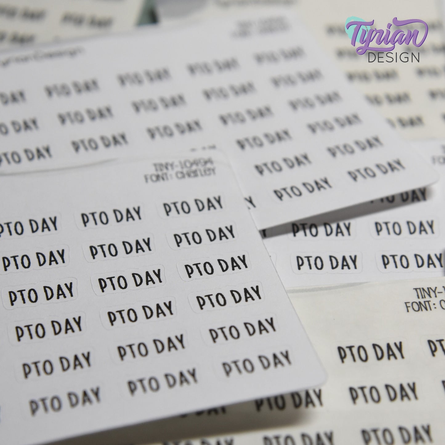 Tiny PTO Day Stickers | 30 Stickers | .54 x .26" each | Font: Charley