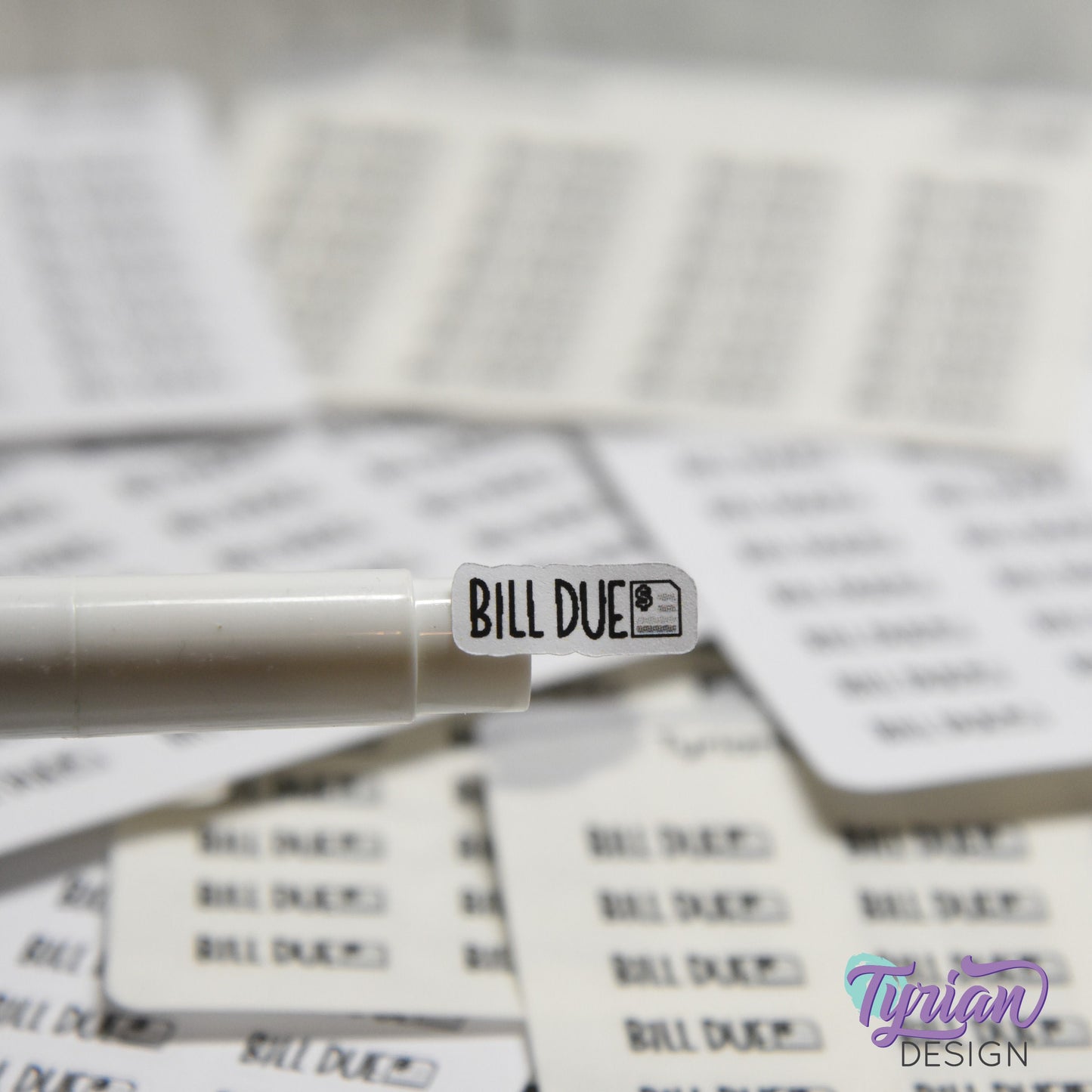 Tiny Bill Due Stickers|28 Stickers | .64 x .26" each | Font: Charley
