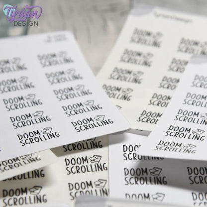 Doom Scrolling Sticker | 15 Stickers | .85" x .61" Each | Charley Font.