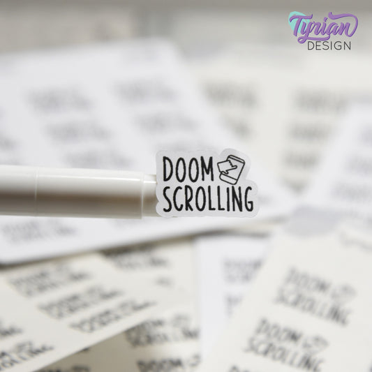 Doom Scrolling Sticker | 15 Stickers | .85" x .61" Each | Charley Font.