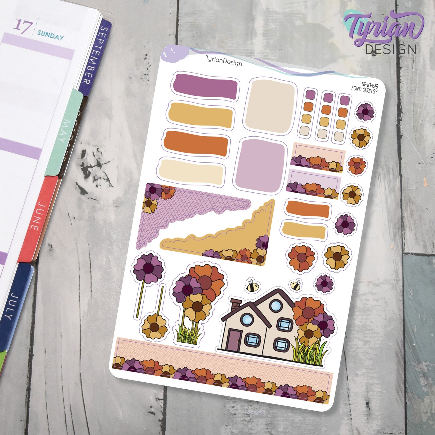 Fall Flower House Journal Stickers  | Memory keeping stickers | Flower Planner Stickers |30 Stickers | White or Clear Matte | 5x7" Sheet