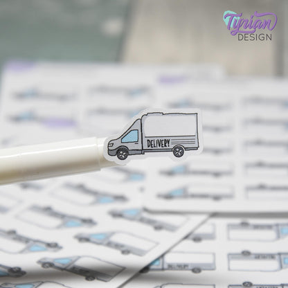 Delivery Stickers | 15 Stickers | 1.15" x .64" Each | Charley Font