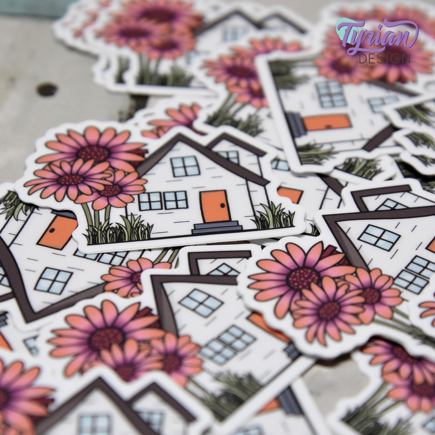 African Daisy House Vinyl Sticker | High quality weather proof vinyl | 2"x 1.5" | House Sticker| Little House sticker | Tumbler  Sticker