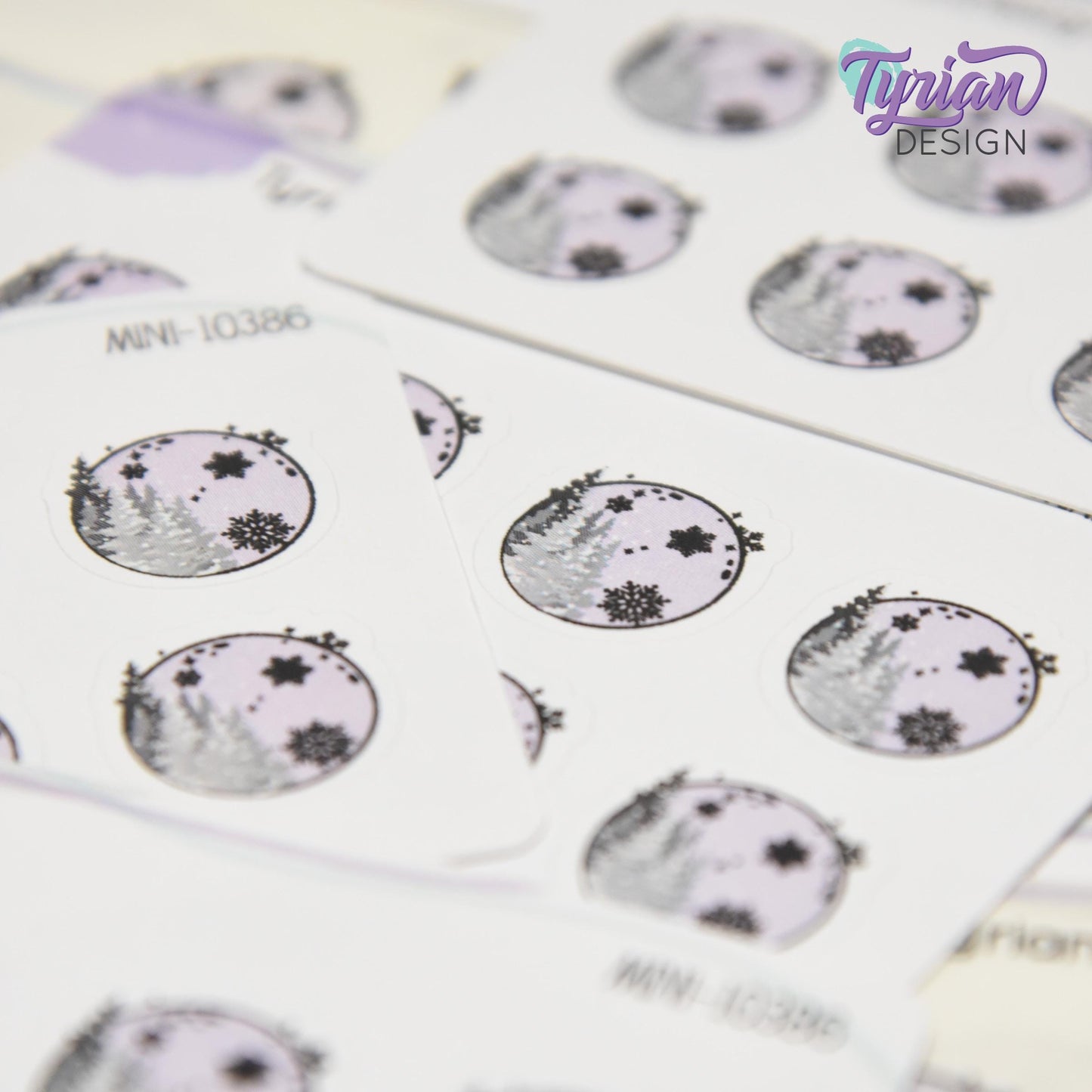 Mini Moon Stickers | Mini Sheet of Winter Moon | 8 Stickers | .65 x .64" each | 3.375" x 2.125" Mini Sheet | White or Clear Matte