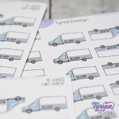 Delivery Stickers | 15 Stickers | 1.15" x .64" Each | Charley Font