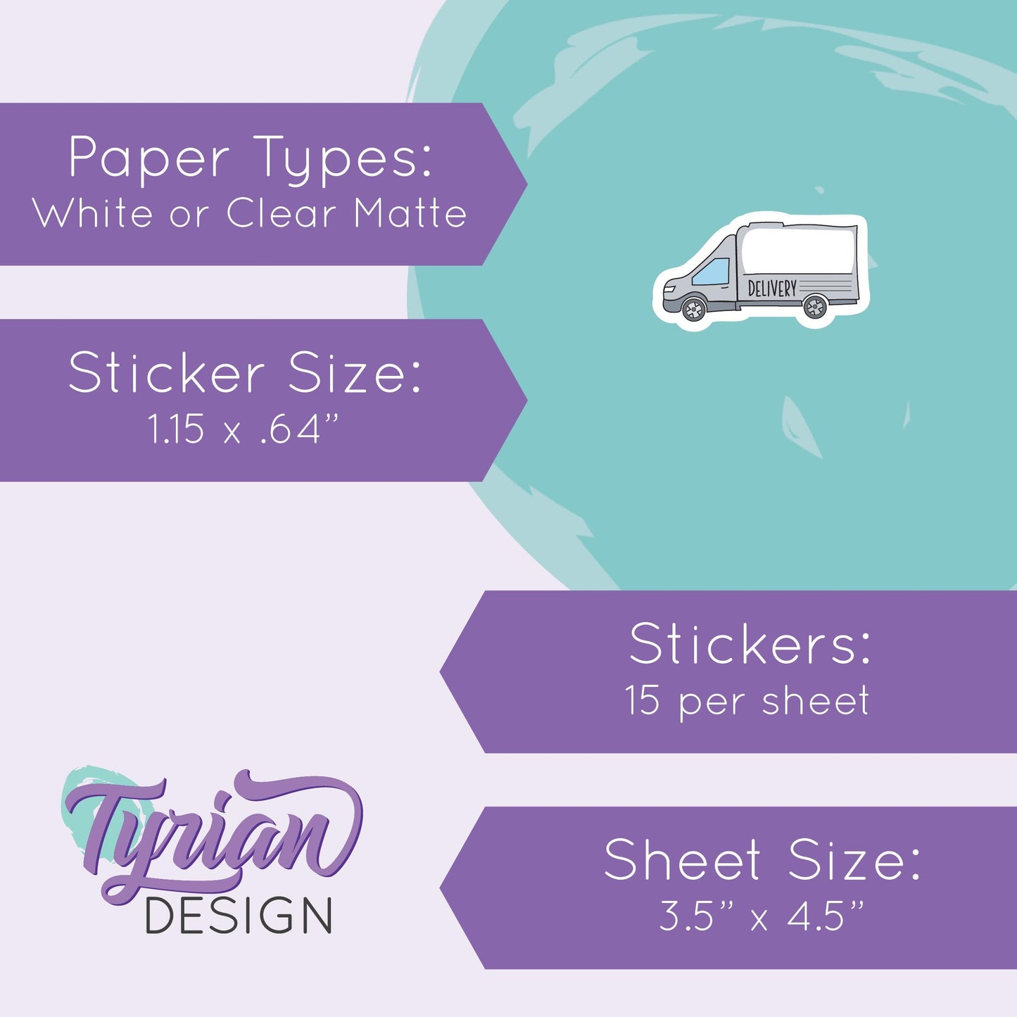 Delivery Stickers | 15 Stickers | 1.15" x .64" Each | Charley Font