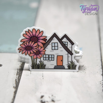 African Daisy House Vinyl Sticker | High quality weather proof vinyl | 2"x 1.5" | House Sticker| Little House sticker | Tumbler  Sticker