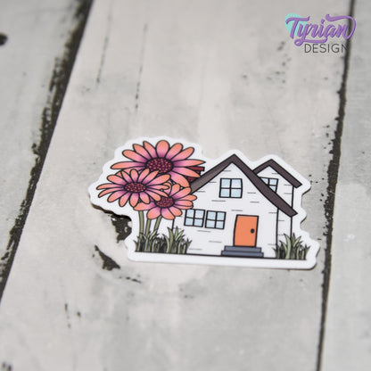 African Daisy House Vinyl Sticker | High quality weather proof vinyl | 2"x 1.5" | House Sticker| Little House sticker | Tumbler  Sticker