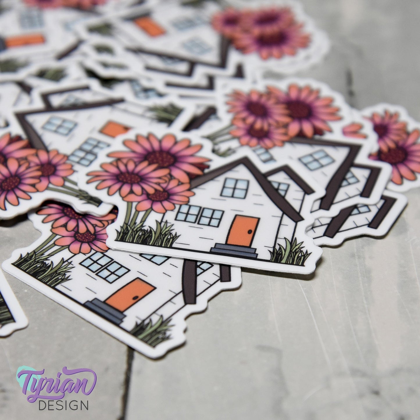 African Daisy House Vinyl Sticker | High quality weather proof vinyl | 2"x 1.5" | House Sticker| Little House sticker | Tumbler  Sticker