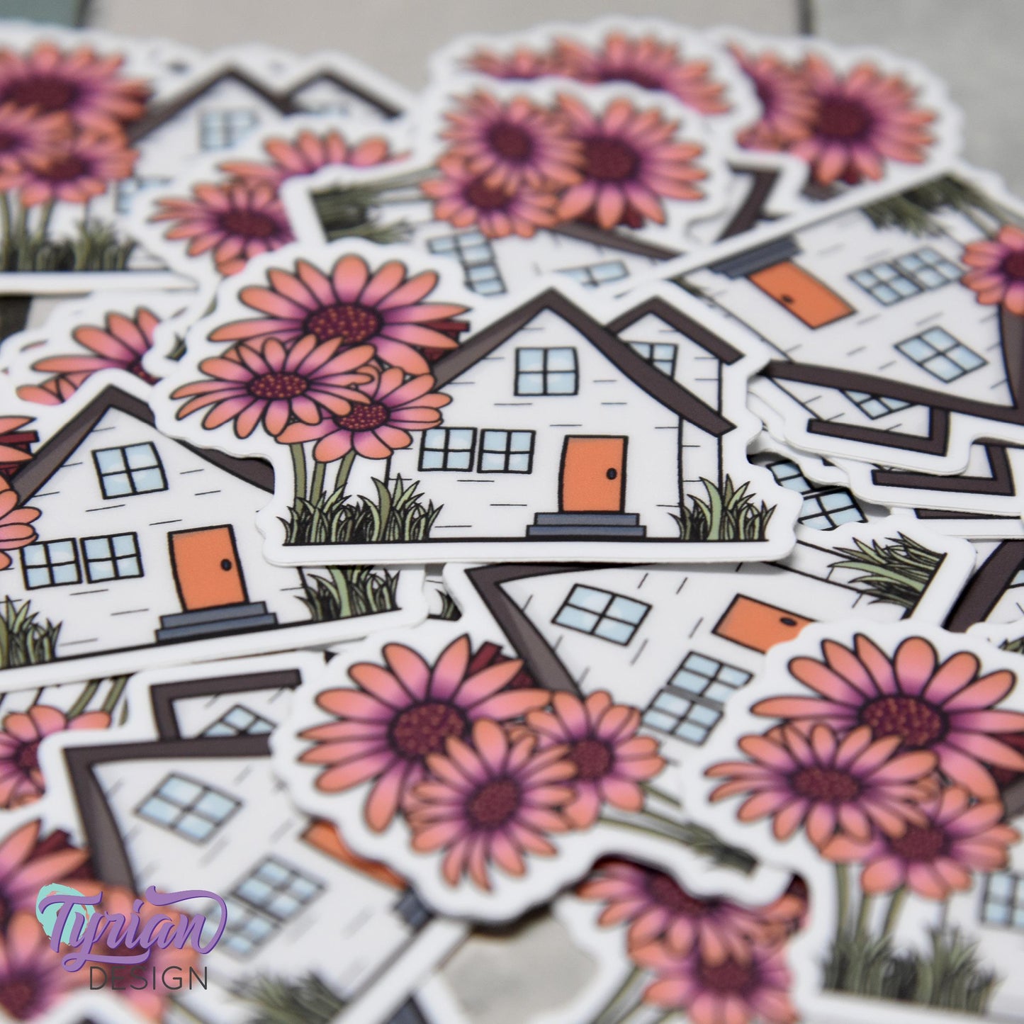 African Daisy House Vinyl Sticker | High quality weather proof vinyl | 2"x 1.5" | House Sticker| Little House sticker | Tumbler  Sticker