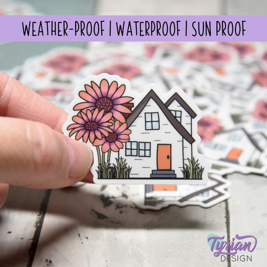 African Daisy House Vinyl Sticker | High quality weather proof vinyl | 2"x 1.5" | House Sticker| Little House sticker | Tumbler  Sticker