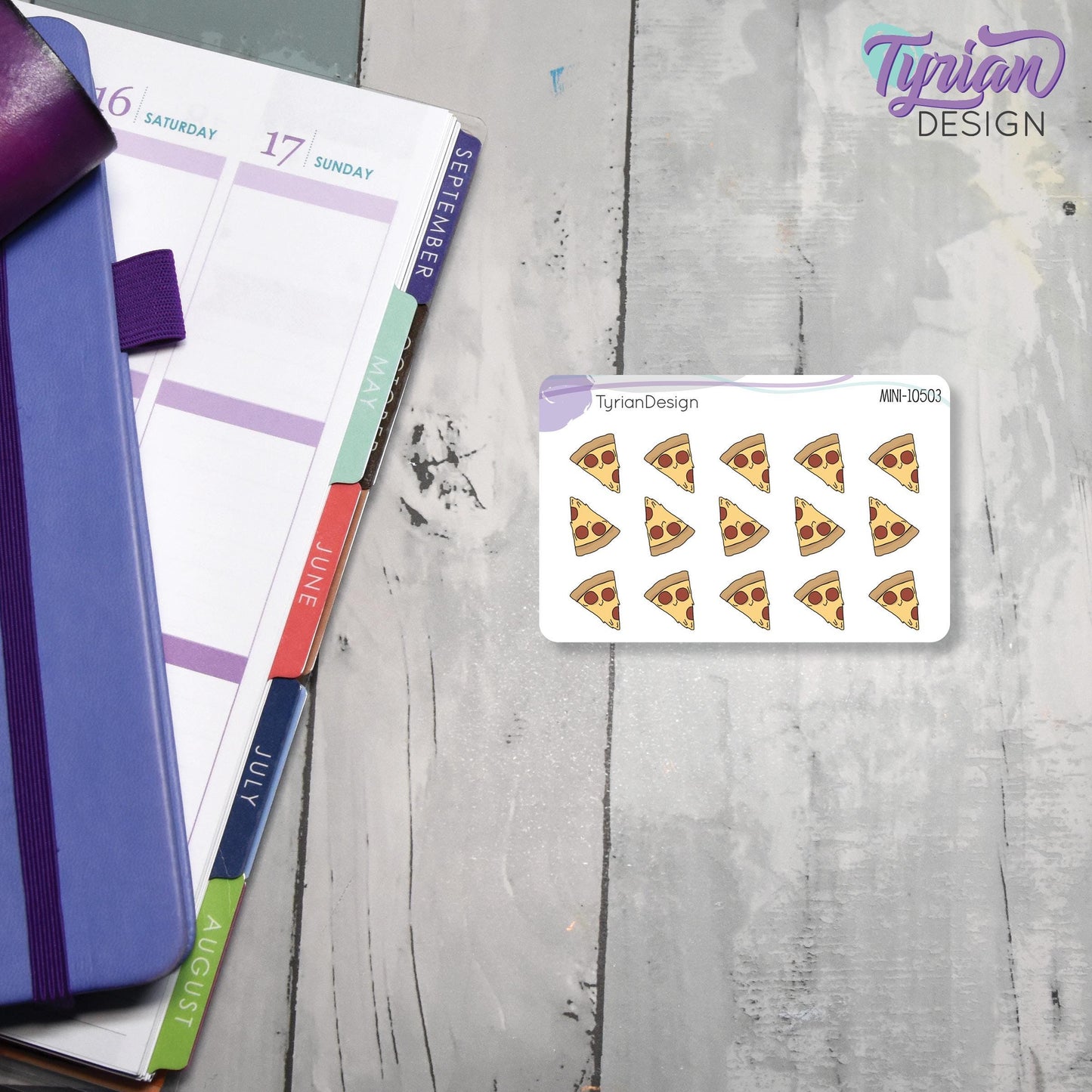 Pizza Stickers | Mini Sheet of Pizza Slice Time | 15 Stickers | .5 x .57" each | 3.375" x 2.125" Mini Sheet | White or Clear Matte