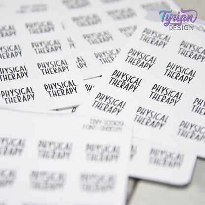 Tiny Physical Therapy Stickers | 20 Stickers | .59 x .46" each | Font: Charley